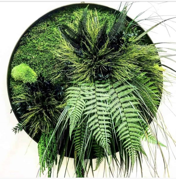 Rond jungle mosschilderij met mos en planten