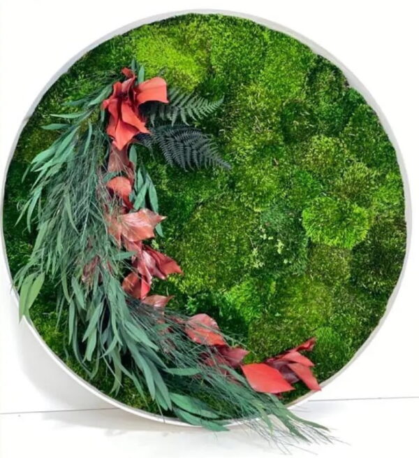 Rond Mosschilderij met Mos en Planten