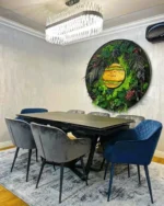 Ronde Wandklok gemaakt van Hout, Mos en Planten