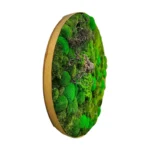 Rond Mosschilderij met Hout en mix Mos
