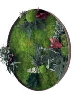 Rond Mosschilderij met Gestabiliseerde Planten en Mos