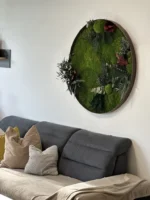 Rond Mosschilderij met Gestabiliseerde Planten en Mos