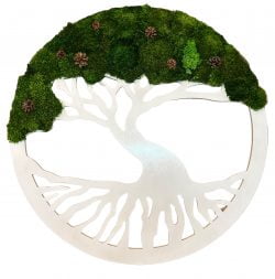 Mosschilderij - levensbomen met provence mos en dennenappels