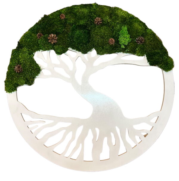 Mosschilderij - levensbomen met provence mos en dennenappels