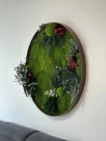 Rond Mosschilderij met Gestabiliseerde Planten en Mos