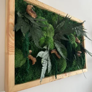 Mosschilderij met Hout en Planten