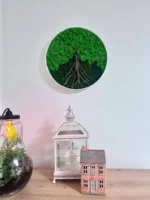 Ronde Mosschilderij - Mosboom | Boom gemaakt van Mos