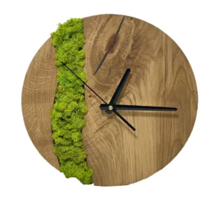 Ronde Massieve Eiken Klok met Rendiermos