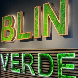 Houten letters met LED en echt mos