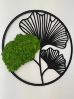 Mos schilderij Ginkgo blad – wanddecoratie set van 3