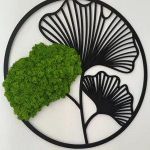 Mos schilderij Ginkgo blad – wanddecoratie set van 3