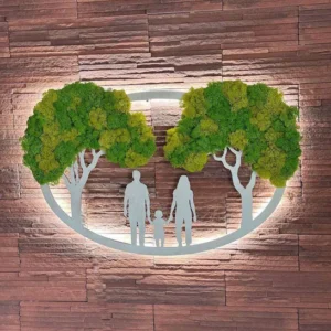 Mossen schilderij – verlichte stamboom van de familie