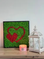 Wanddecoratie Hart van Mos – 2 Harten van IJslands Mos