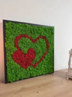 Wanddecoratie Hart van Mos – 2 Harten van IJslands Mos