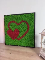 Wanddecoratie Hart van Mos – 2 Harten van IJslands Mos