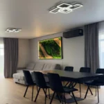 Mos schilderij met houtelementen en planten – modern LED wandpaneel