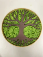 Ronde decoratieve boom met mos en houten frame