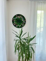 Ronde mos en bloemenafbeelding