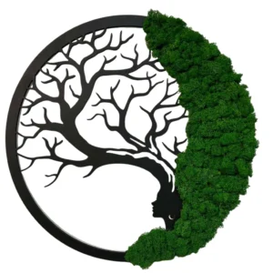 Mos schilderij Levensboom: Mos-Dryade met verlichting