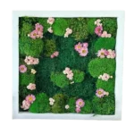 Abstract mos en bloemen schilderij