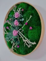 Bloemenafbeelding met roos en mos