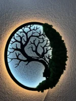 Mos schilderij Levensboom: Mos-Dryade met verlichting