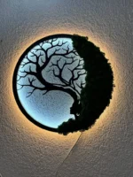 Mos schilderij Levensboom: Mos-Dryade met verlichting