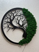 Mos schilderij Levensboom: Mos-Dryade met verlichting