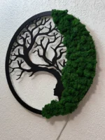 Mos schilderij Levensboom: Mos-Dryade met verlichting