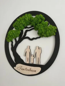 Wanddecoratie Familie met mosboom met persoonlijke gravure