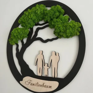 Wanddecoratie Familie met mosboom met persoonlijke gravure