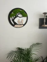 Wanddecoratie Familie met mosboom met persoonlijke gravure