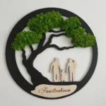 Wanddecoratie Familie met mosboom met persoonlijke gravure