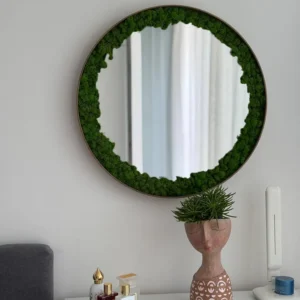 Ronde spiegel met rendiermos – Light Edition