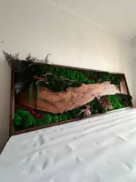 Mos schilderij met hout – Walnoot boslandschap