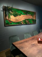 Mos schilderij met hout – Walnoot boslandschap