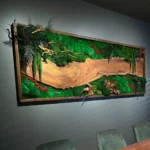 Mos schilderij met hout – Walnoot boslandschap