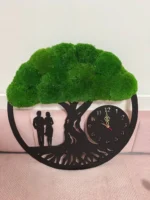Mos Wandklok Levensboom met Paar