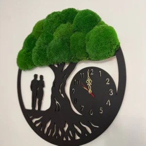 Mos Wandklok Levensboom met Paar