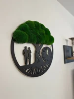 Mos Wandklok Levensboom met Paar