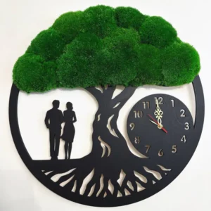 Mos Wandklok Levensboom met Paar