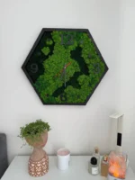 Hexagon Moswandklok – Natuurmix