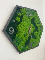 Hexagon Moswandklok – Natuurmix
