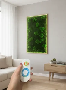 LED mos schilderij – mix van bolmos & platmos